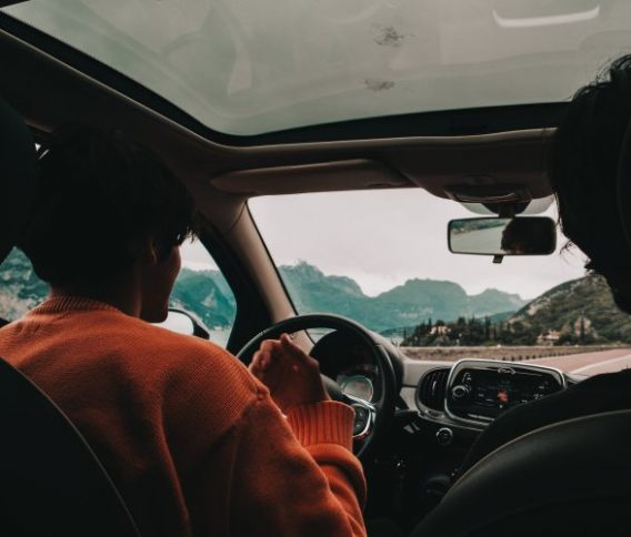 Experience a vacation to the mountain by driving a car with friends